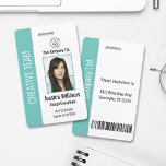Personalised Corporate Employee ID Badge Teal<br><div class="desc">Easily personalise this professional employee photo ID badge with your custom details.</div>