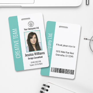 Personalised Corporate Employee ID Badge Teal