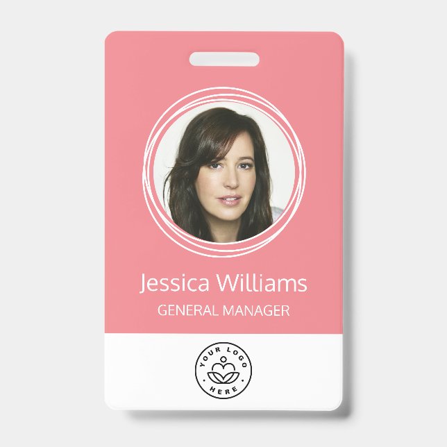 Personalised Corporate Employee ID Pink Badge (Front)