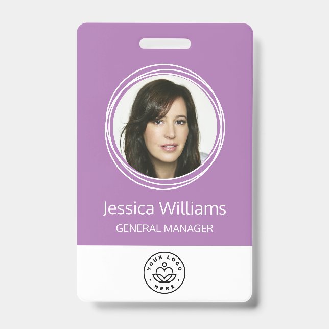 Personalised Corporate Employee ID Purple Badge (Front)