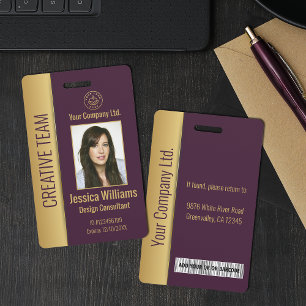 Personalised Corporate Employee Mauve ID ID Badge