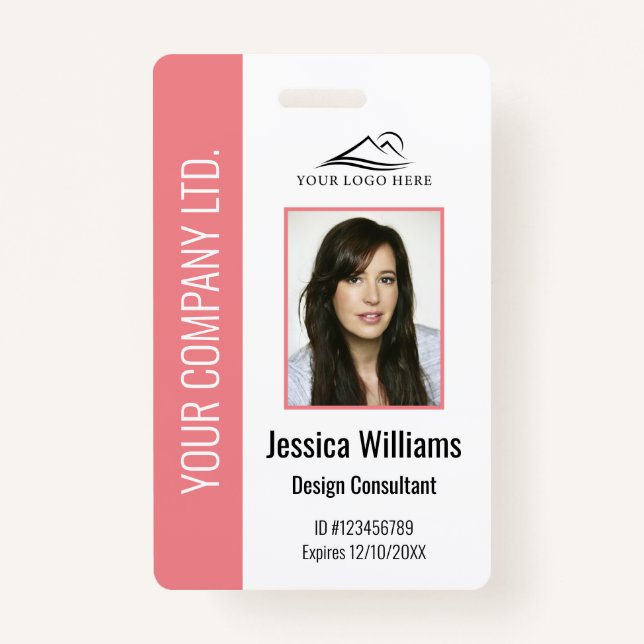 Personalised Corporate Employee Pink ID Badge (Front)