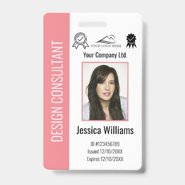 Personalised Corporate Employee Pink ID  Badge (Front)