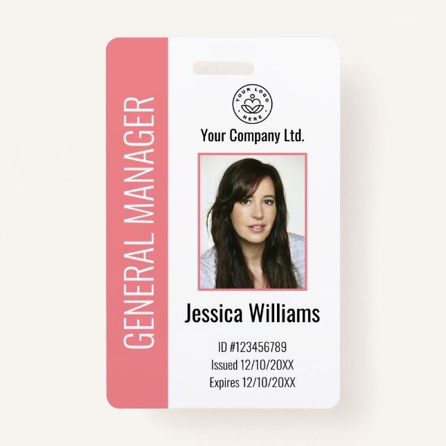 Personalised Corporate Employee Pink ID ID Badge (Front)