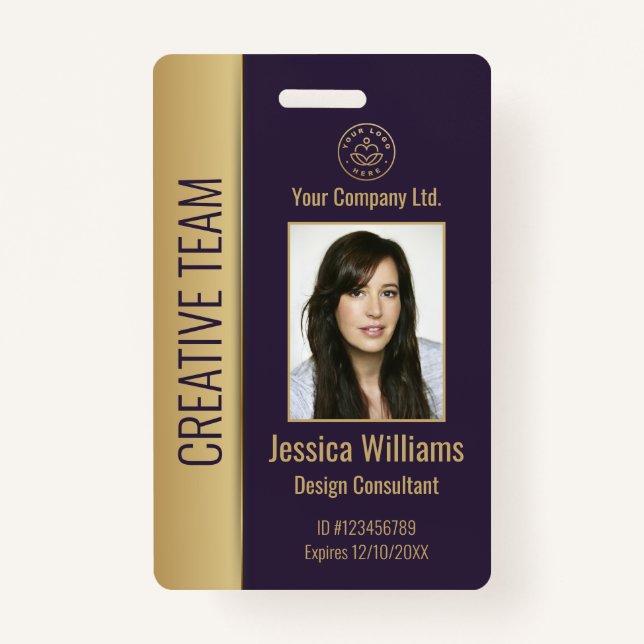 Personalised Corporate Employee Purple ID ID Badge (Front)