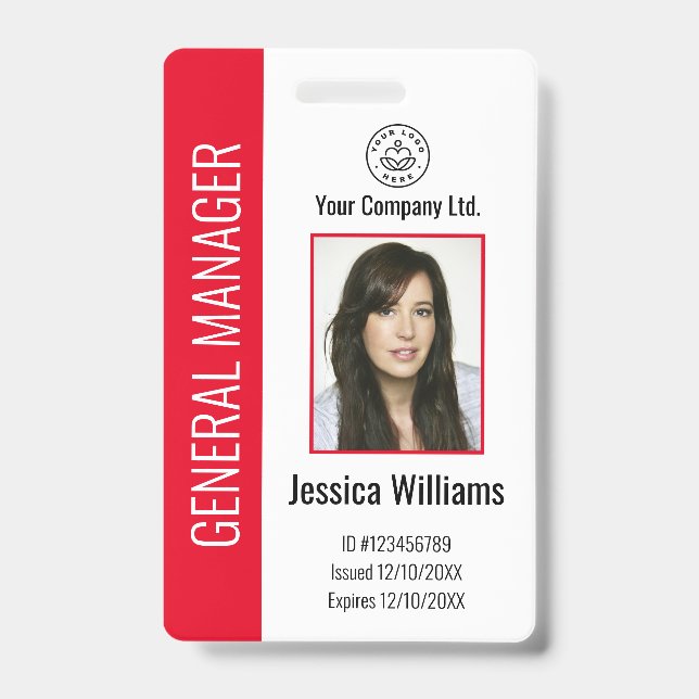 Personalised Corporate Employee Red ID Badge (Front)