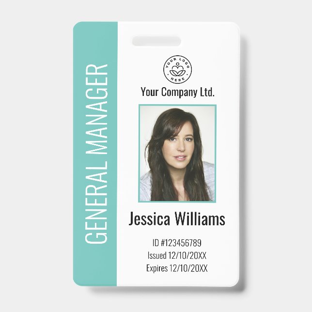 Personalised Corporate Employee Teal ID Badge (Front)