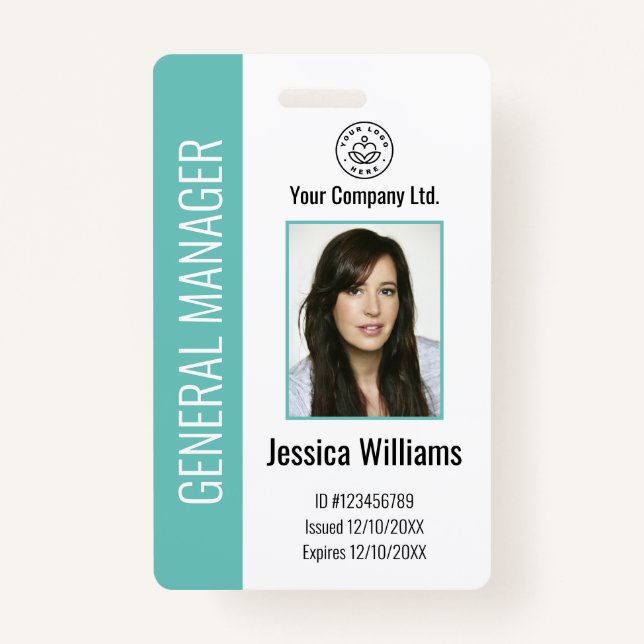 Personalised Corporate Employee Teal ID ID Badge (Front)