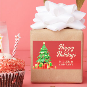 Personalised Corporate Happy Holidays Christmas Rectangular Sticker