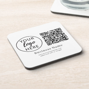 Personalised Corporate Logo QR Code Name Coaster