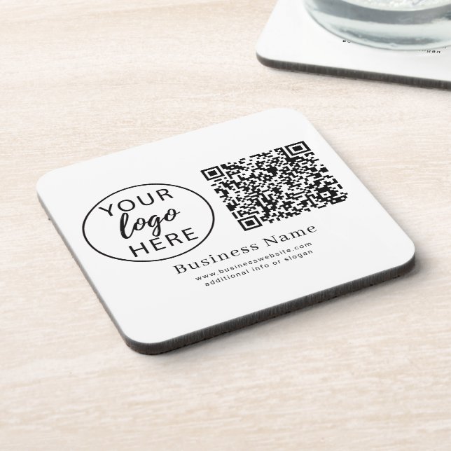 Personalised Corporate Logo QR Code Name Coaster (Left Side)