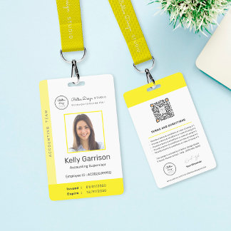 Personalised Corporate Modern Employee ID QR Code Badge
