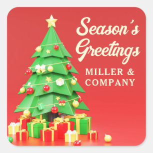 Personalised Corporate Season's Greetings Holiday Square Sticker
