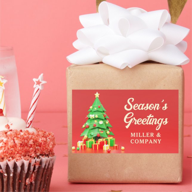 Personalised Corporate Season's Greetings Rectangular Sticker (Party)