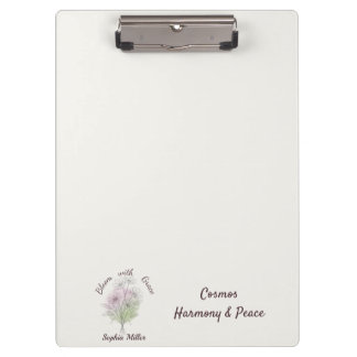Personalised Cosmos Custom Name Botanical Floral Clipboard