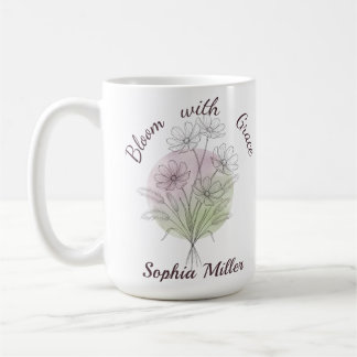 Personalised Cosmos Custom Name Botanical Floral Coffee Mug