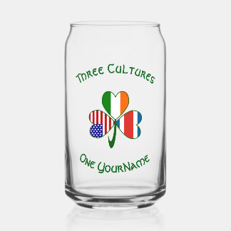 Personalised Costa Rican Irish American Shamrock Can Glass
