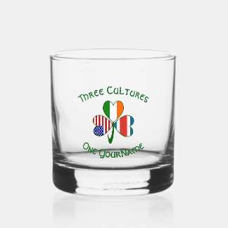 Personalised Costa Rican Irish American Shamrock Whiskey Glass