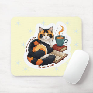 Personalised Cosy Calico Cat Reading Mousepad