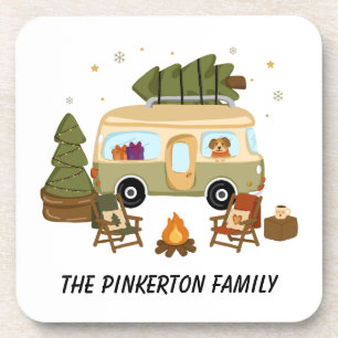 Personalised Cosy Christmas Camper Coaster