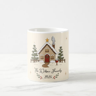 Personalised Cosy Christmas Cottage  Coffee Mug