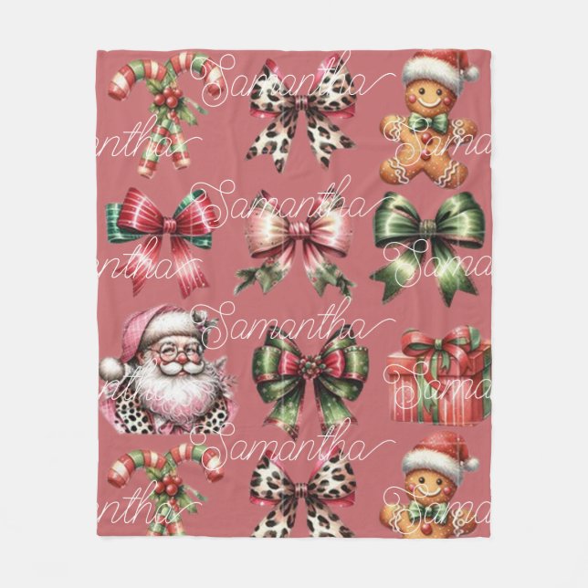 Personalised  cosy Christmas pattern  Fleece Blanket (Front)