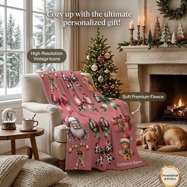 Personalised  cosy Christmas pattern  Fleece Blanket (Creator Uploaded)