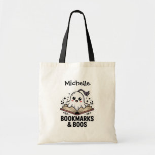 Personalised Cosy Ghost Bookmark Book Tote Bag