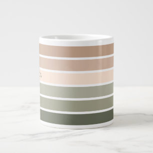 Personalised Cosy Neutral Retreat Striped Jumbo Large Coffee Mug