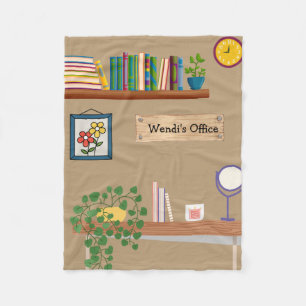 Personalised Cosy Plant Books Office  Fleece Blanket
