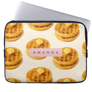 Personalised Cosy Waffle Breakfast Pattern Laptop Sleeve