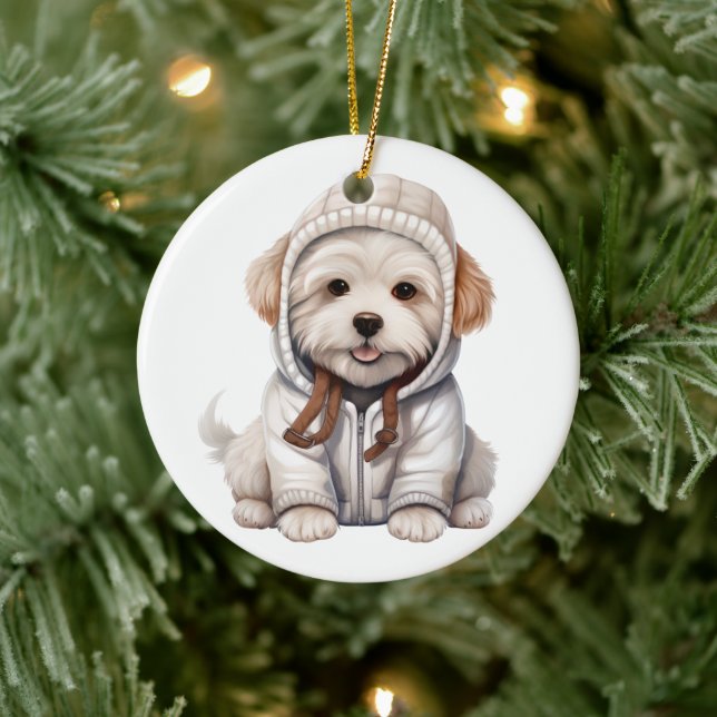 Personalised Coton De Tulear Dog Ceramic Ornament (Tree)