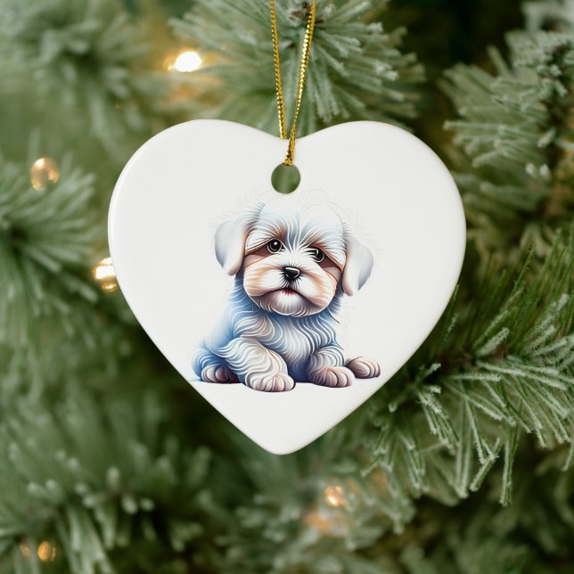 Personalised Coton de Tulear Puppy Ceramic Ornament (Tree)