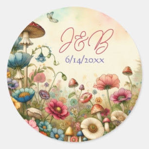 Personalised Cottage Core Wedding  Classic Round Sticker