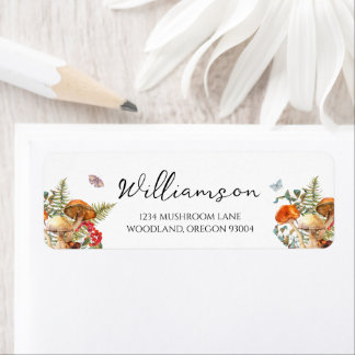 Personalised Cottagecore Mushroom Return Labels