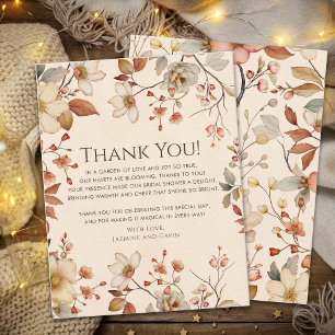 Personalised Cottagecore Neutral Autumn Wildflower Thank You Card
