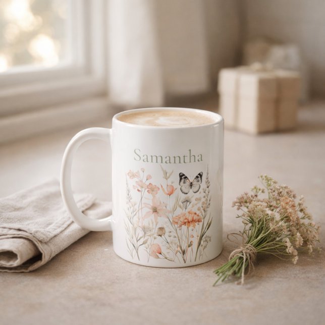 Personalised Cottagecore Wildflower Coffee Mug (Creator Uploaded)