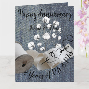 Personalised Cotton 2nd Year Wedding Anniversary Card