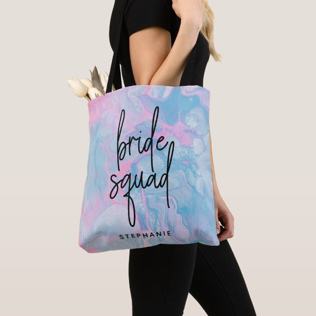 Personalised Cotton Candy Bride Squad Tote Bag (Close Up)