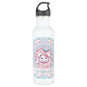 Personalised Cotton Candy Kawaii Bunny Dot Mandala 710 Ml Water Bottle