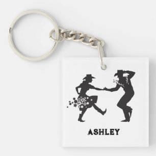 Personalised country and western dancing  key ring