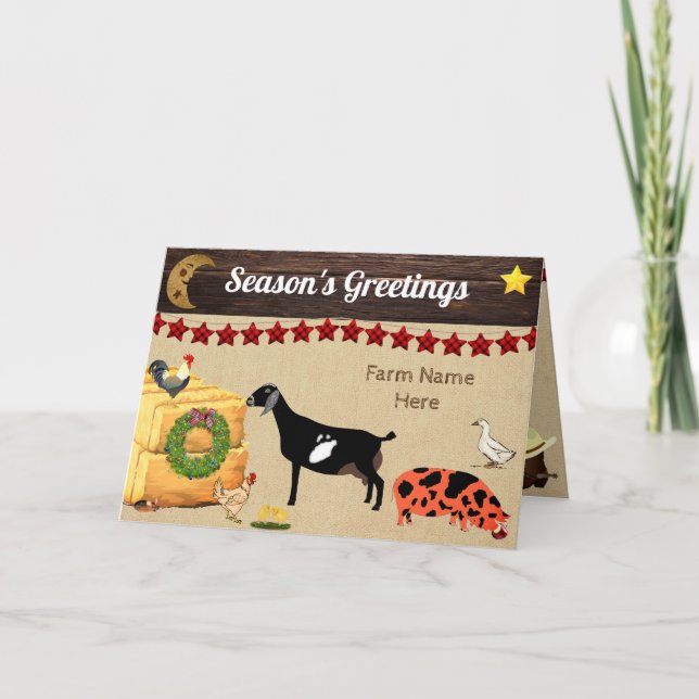 Personalised - Country Christmas Nubian Goat Card (Front)