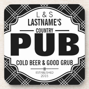 Personalised Country Pub Beer and Grub Coaster