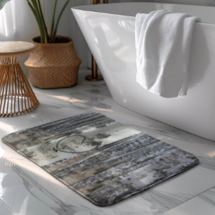 Personalised Country Rustic Carved Heart Bath Mat