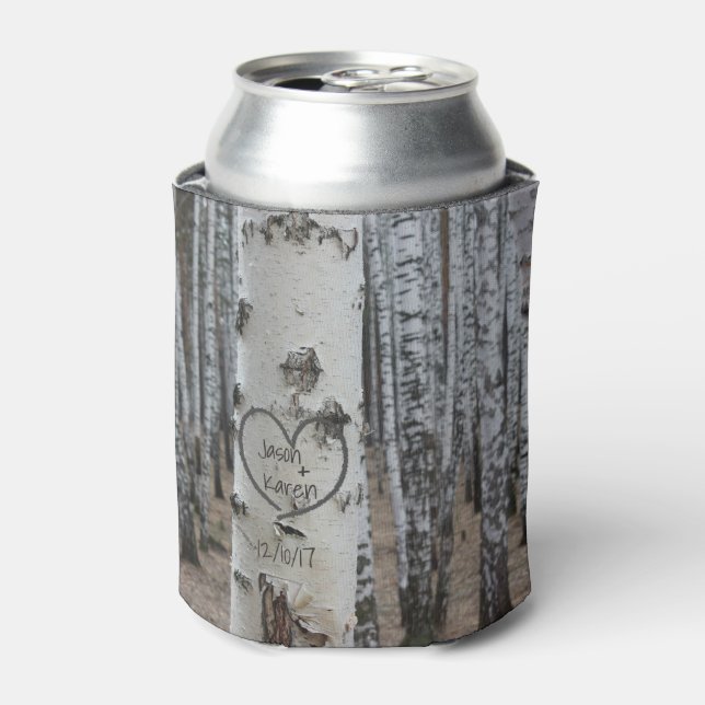Personalised Country Rustic Carved Heart Can Cooler (Can Front)