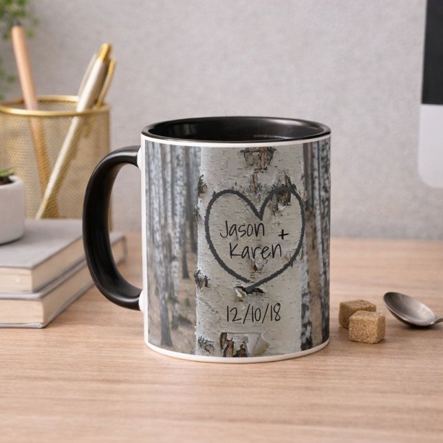 Personalised Country Rustic Carved Heart Mug (Creator Uploaded)