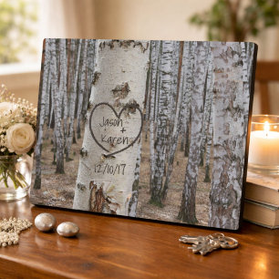 Personalised Country Rustic Carved Heart Plaque