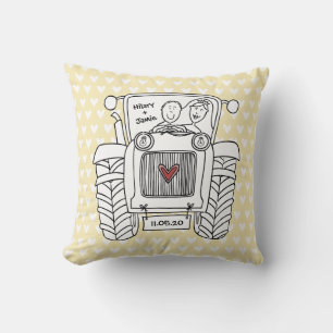 Personalised Country Wedding Tractor Cushion