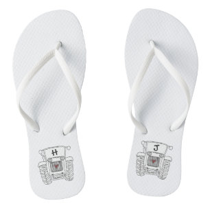 Personalised Country Wedding Tractor Flip Flops