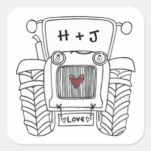 Personalised Country Wedding Tractor Sticker